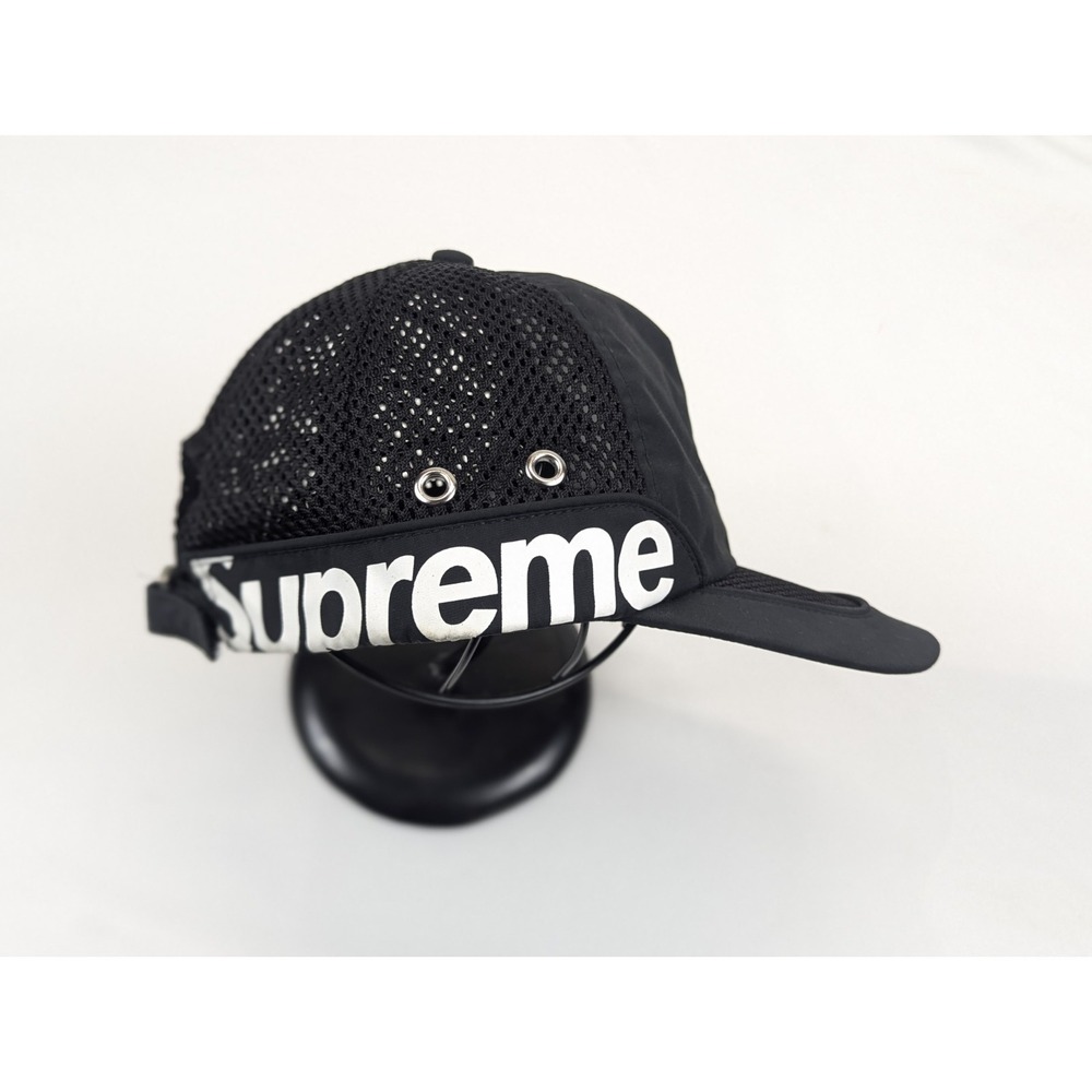 Supreme Hat Black 5 Panel Mesh Adjustable Running Hike Streetwear Side Logo